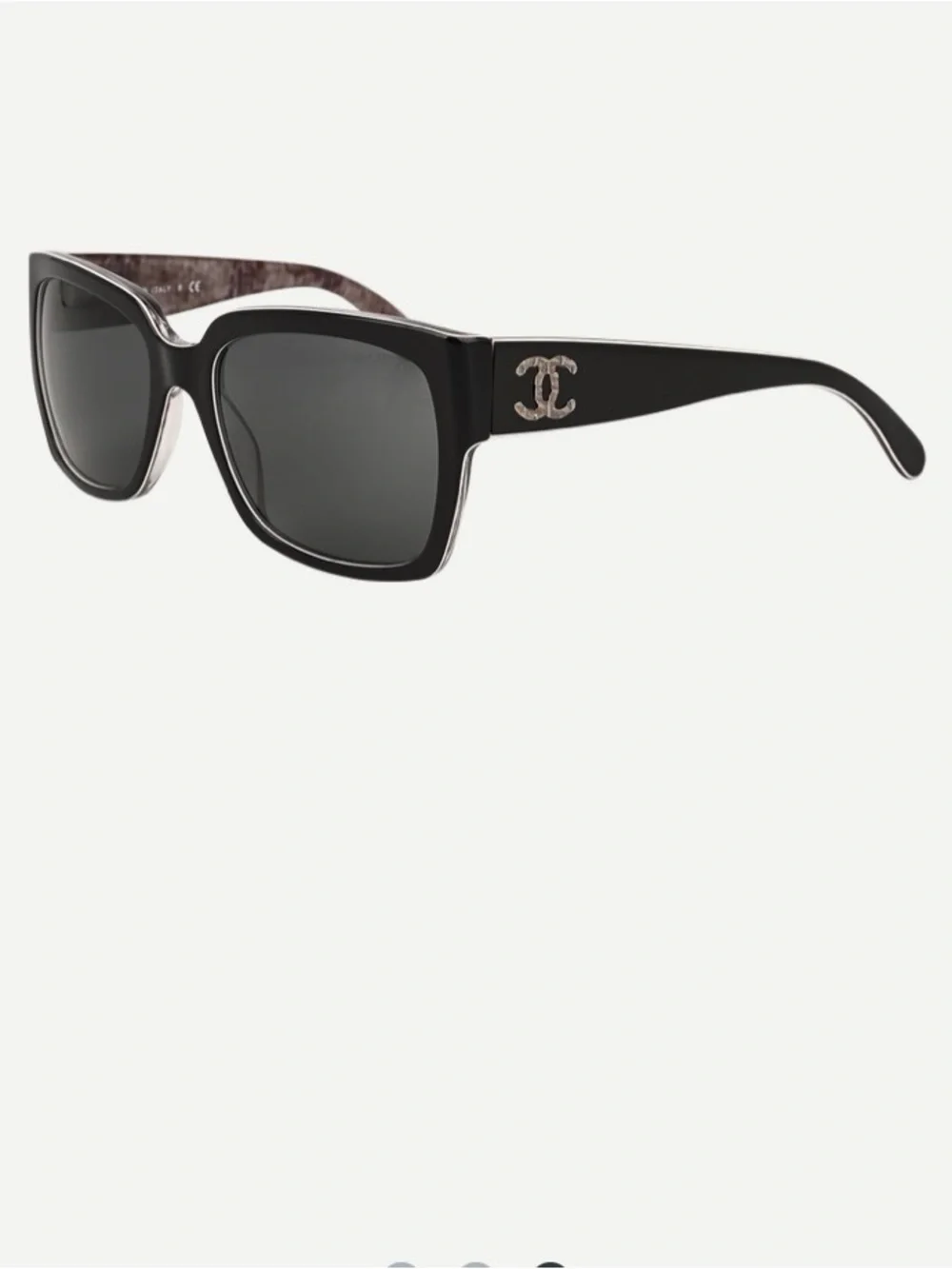 CHANEL Black Square Sunglasses with Silver CC Logo